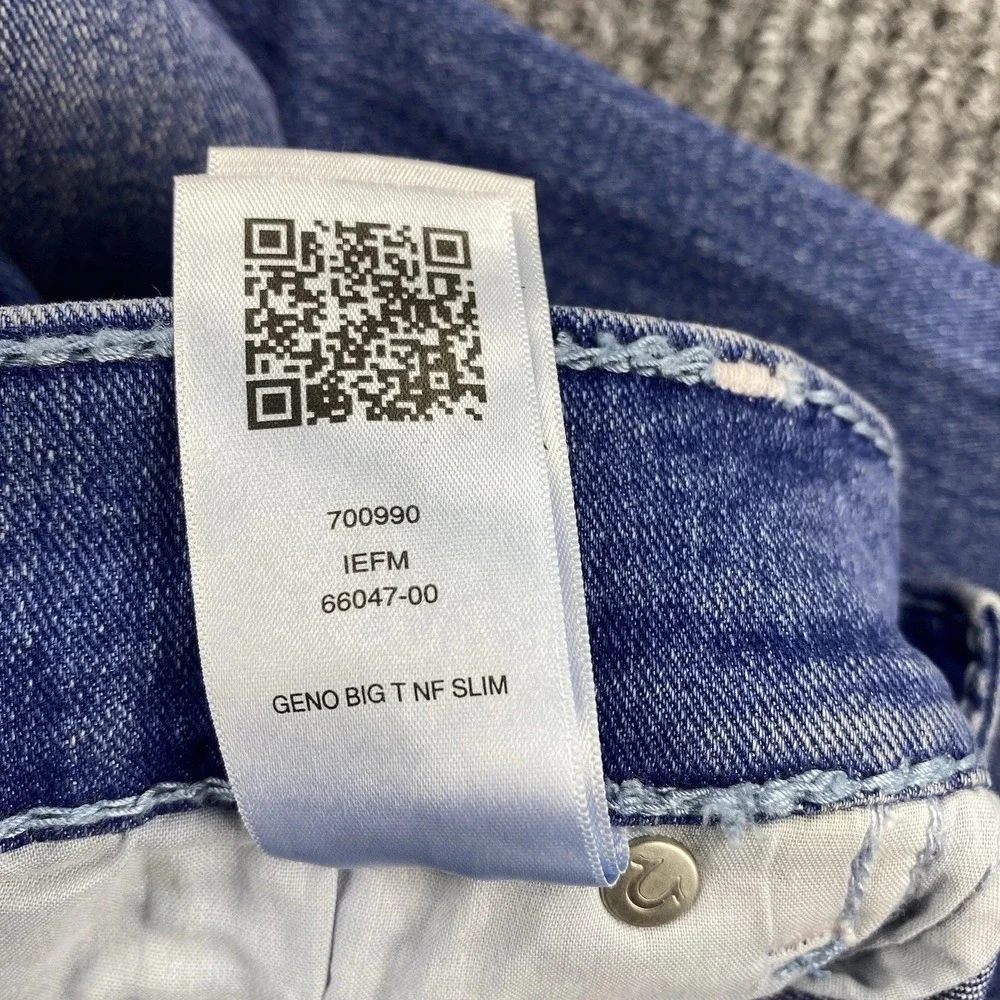 True Religion Geno Big T NF Slim Jeans Medium Neptune Wash Size 40 NWT $204
